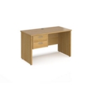 Maestro 25 straight desk 1200mm x 600mm with 2 drawer pedestal - oak top with panel end leg