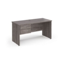 Maestro 25 straight desk 1400mm x 600mm with 2 drawer pedestal - grey oak top with panel end leg