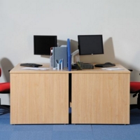 Maestro 25 straight desk 1600mm x 600mm - beech top with panel end leg