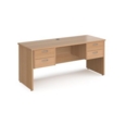 Maestro 25 straight desk 1600mm x 600mm with two x 2 drawer pedestals - beech top with panel end leg