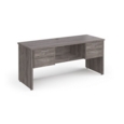 Maestro 25 straight desk 1600mm x 600mm with two x 2 drawer pedestals - grey oak top with panel end leg