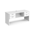Maestro 25 straight desk 1600mm x 600mm with two x 2 drawer pedestals - white top with panel end leg