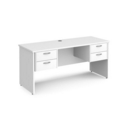 Maestro 25 straight desk 1600mm x 600mm with two x 2 drawer pedestals - white top with panel end leg