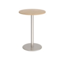 Monza circular poseur table with flat round brushed steel base 800mm - kendal oak