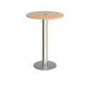 Monza circular poseur table 800mm with central circular cutout 80mm - beech