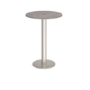 Monza circular poseur table 800mm with central circular cutout 80mm - grey oak