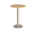 Monza circular poseur table 800mm with central circular cutout 80mm - oak
