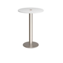 Monza circular poseur table 800mm with central circular cutout 80mm - white