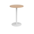 Monza circular poseur table with flat round white base 800mm - beech