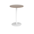 Monza circular poseur table with flat round white base 800mm - barcelona walnut