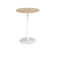 Monza circular poseur table with flat round white base 800mm - kendal oak