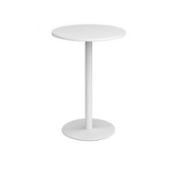 Monza circular poseur table with flat round white base 800mm - white