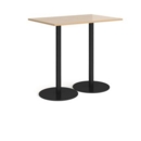 Monza rectangular poseur table with flat round black bases 1200mm x 800mm - kendal oak