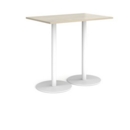 Monza rectangular poseur table with flat round white bases 1200mm x 800mm - made to order