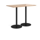Monza rectangular poseur table with flat round black bases 1400mm x 800mm - beech