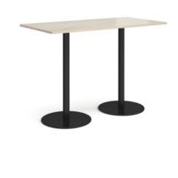 Monza rectangular poseur table with flat round black bases 1600mm x 800mm - made to order