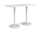 Monza rectangular poseur table with flat round white bases 1600mm x 800mm - white