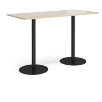 Monza rectangular poseur table with flat round black bases 1800mm x 800mm - made to order