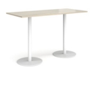 Monza rectangular poseur table with flat round white bases 1800mm x 800mm - made to order