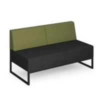 Nera modular soft seating double bench with double back and black frame - elapse grey seat with endurance green back