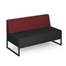 Nera modular soft seating double bench with double back and black frame - elapse grey seat with extent red back
