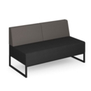 Nera modular soft seating double bench with double back and black frame - elapse grey seat with forecast grey back