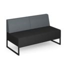 Nera modular soft seating double bench with double back and black frame - elapse grey seat with late grey back