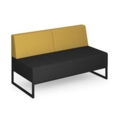 Nera modular soft seating double bench with double back and black frame - elapse grey seat with lifetime yellow back