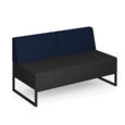 Nera modular soft seating double bench with double back and black frame - elapse grey seat with maturity blue back