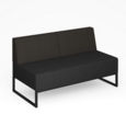 Nera modular soft seating double bench with double back and black frame - elapse grey seat with present grey back