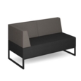 Nera modular soft seating double bench with back and left arm and black frame - elapse grey seat with forecast grey back