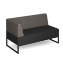 Nera modular soft seating double bench with back and left arm and black frame - elapse grey seat with forecast grey back