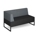 Nera modular soft seating double bench with back and left arm and black frame - elapse grey seat with late grey back