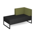 Nera modular soft seating double bench with left hand back and arm and black frame - elapse grey seat with endurance green back