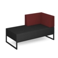 Nera modular soft seating double bench with left hand back and arm and black frame - elapse grey seat with extent red back
