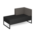 Nera modular soft seating double bench with left hand back and arm and black frame - elapse grey seat with forecast grey back