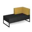 Nera modular soft seating double bench with left hand back and arm and black frame - elapse grey seat with lifetime yellow back