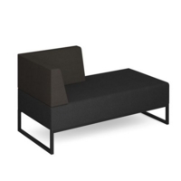 Nera modular soft seating double bench with right hand back and arm and black frame - elapse grey seat with present grey back