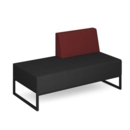 Nera modular soft seating double bench with left hand back and black frame - elapse grey seat with extent red back