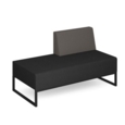 Nera modular soft seating double bench with left hand back and black frame - elapse grey seat with forecast grey back