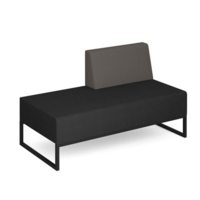Nera modular soft seating double bench with left hand back and black frame - elapse grey seat with forecast grey back