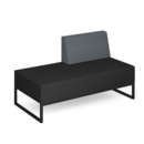 Nera modular soft seating double bench with left hand back and black frame - elapse grey seat with late grey back
