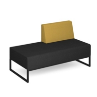 Nera modular soft seating double bench with left hand back and black frame - elapse grey seat with lifetime yellow back