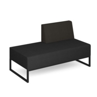 Nera modular soft seating double bench with left hand back and black frame - elapse grey seat with present grey back