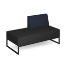 Nera modular soft seating double bench with left hand back and black frame - elapse grey seat with range blue back