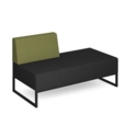 Nera modular soft seating double bench with right hand back and black frame - elapse grey seat with endurance green back