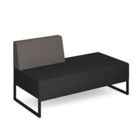 Nera modular soft seating double bench with right hand back and black frame - elapse grey seat with forecast grey back
