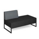 Nera modular soft seating double bench with right hand back and black frame - elapse grey seat with late grey back