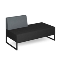 Nera modular soft seating double bench with right hand back and black frame - elapse grey seat with late grey back