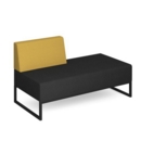 Nera modular soft seating double bench with right hand back and black frame - elapse grey seat with lifetime yellow back